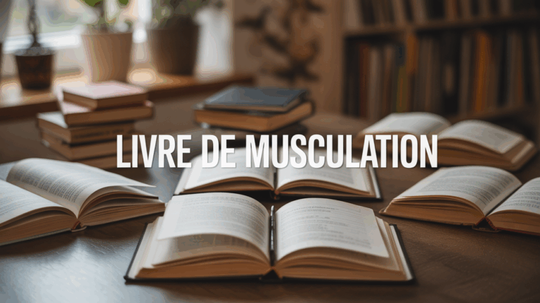 Livres de musculation sur table avec haltères
