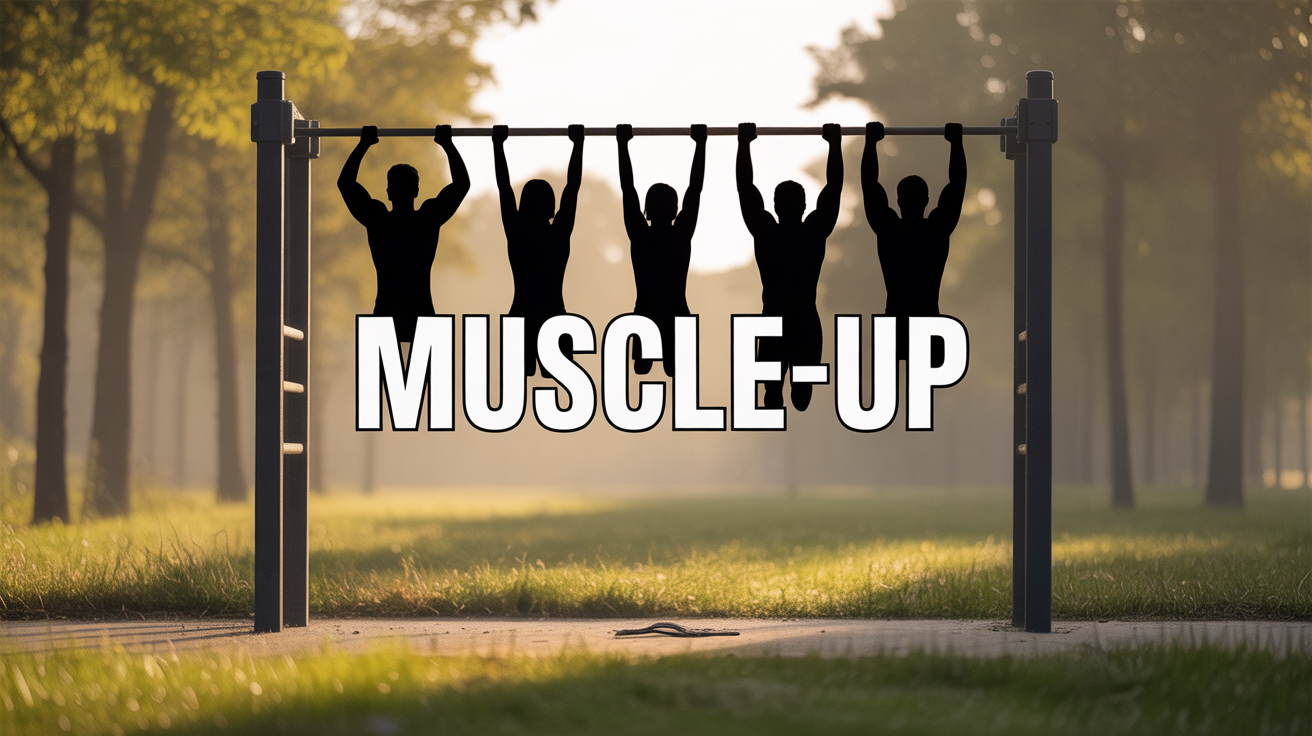 Silhouettes muscle up barre de traction parc