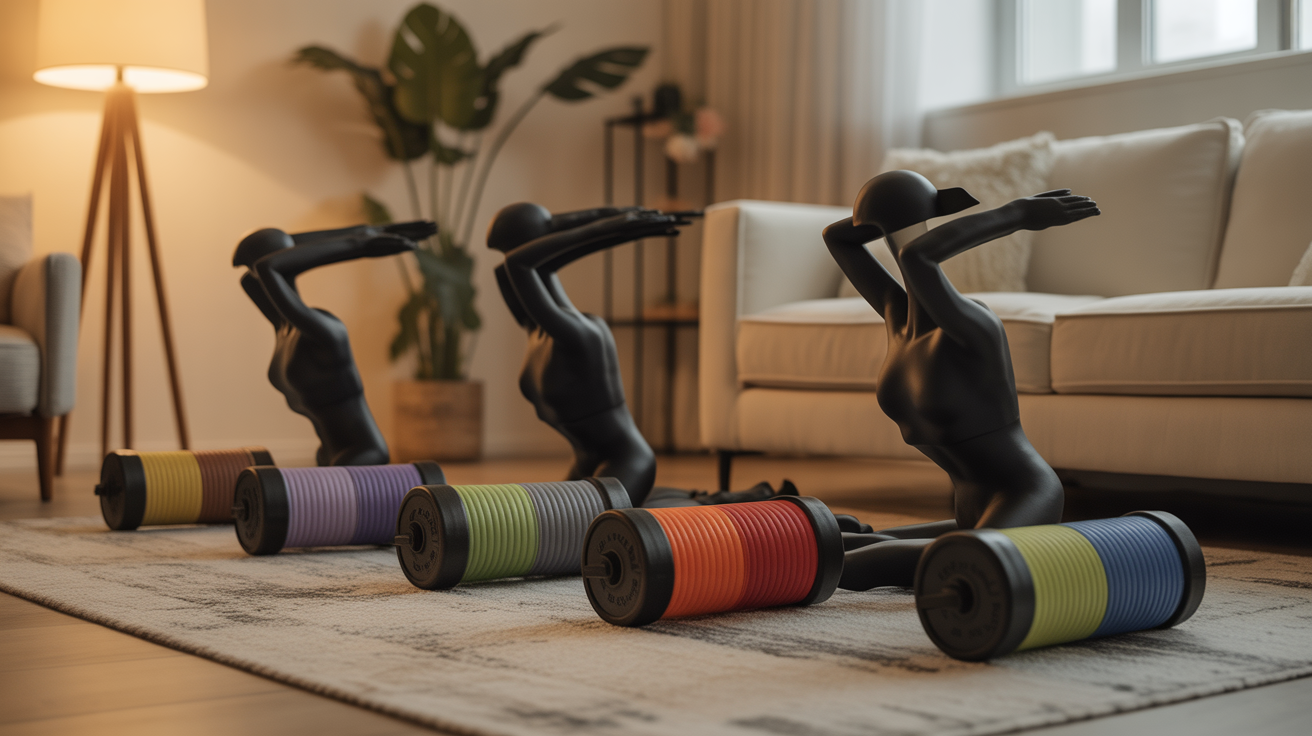 extenseurs musculation bandes couleurs salon silhouettes entrainement