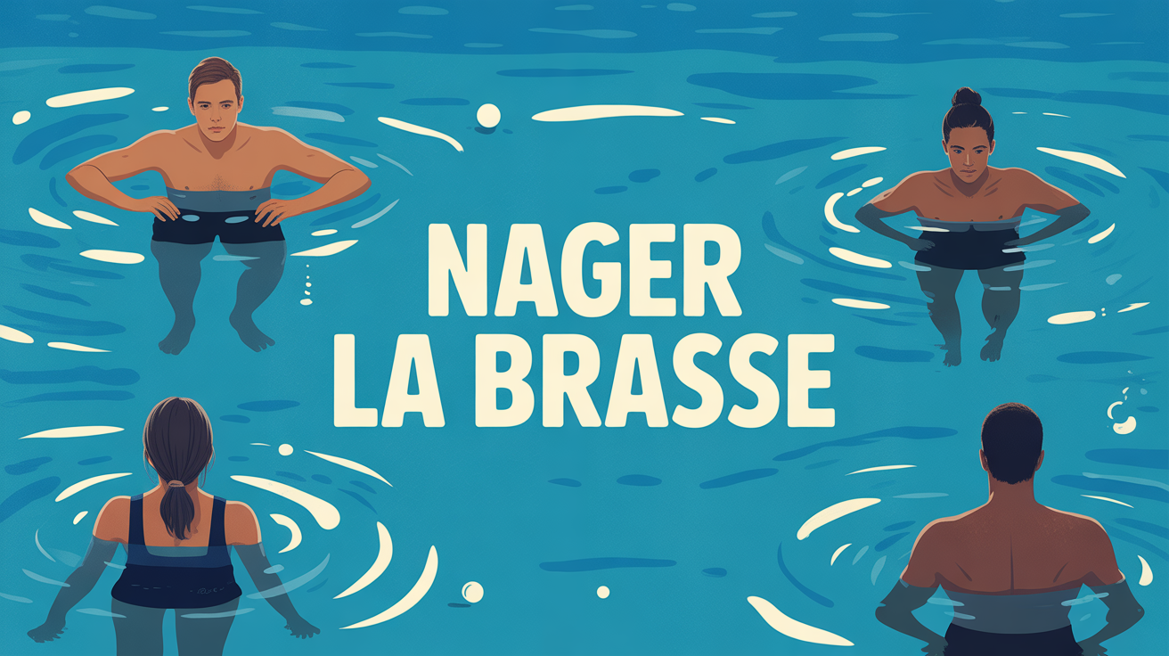 Visuel calme adultes nageant la brasse, schémas mouvements