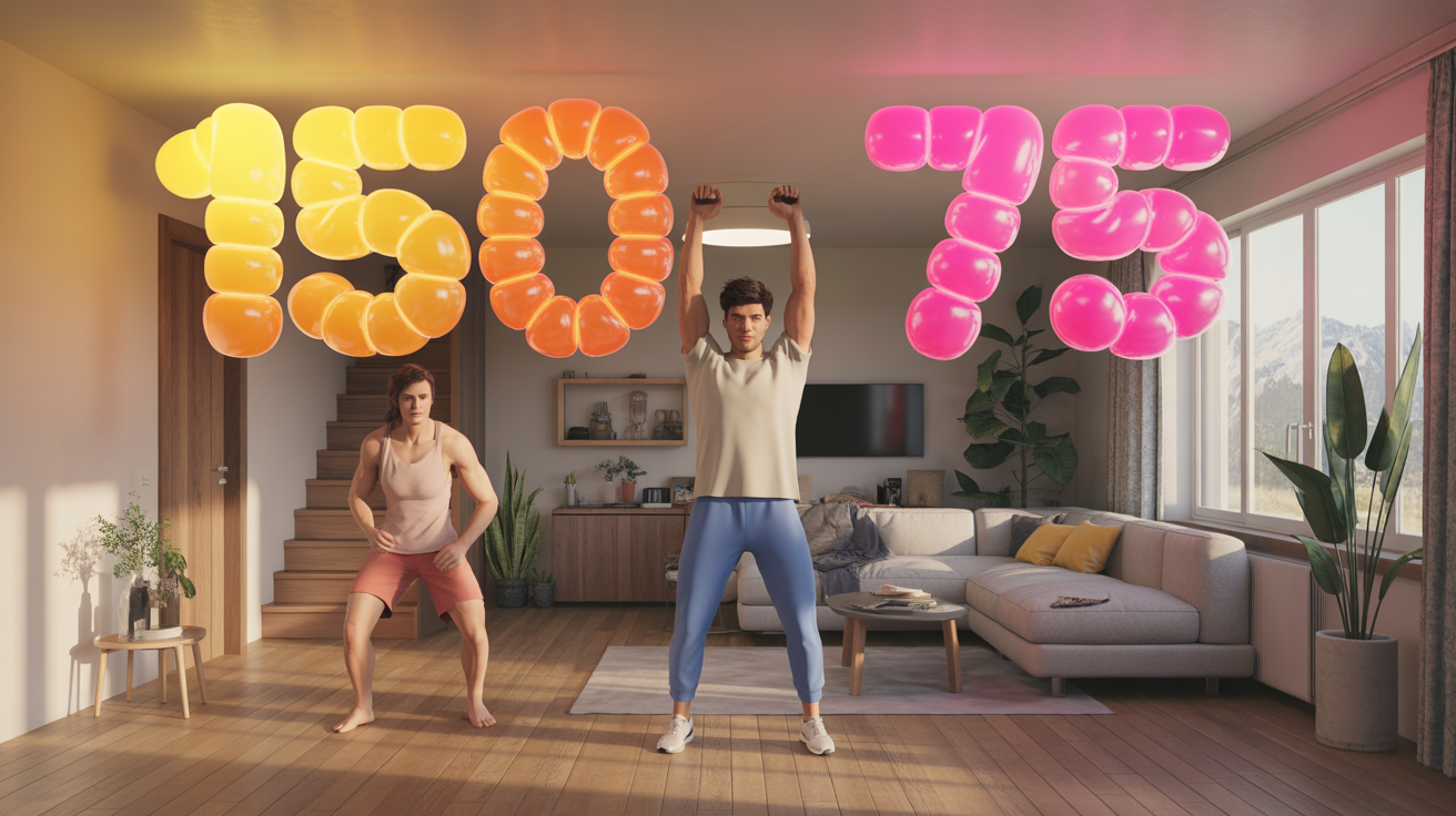 Personnes font des jumping jacks et squats pour le cardio à la maison