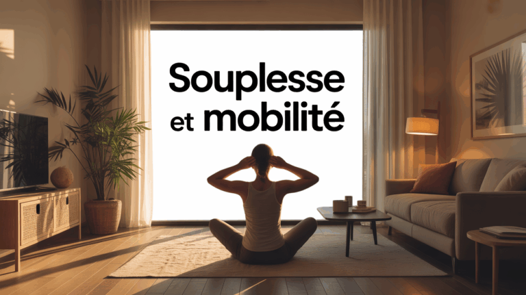 Illustration souplesse et mobilite adulte etirement bras salon