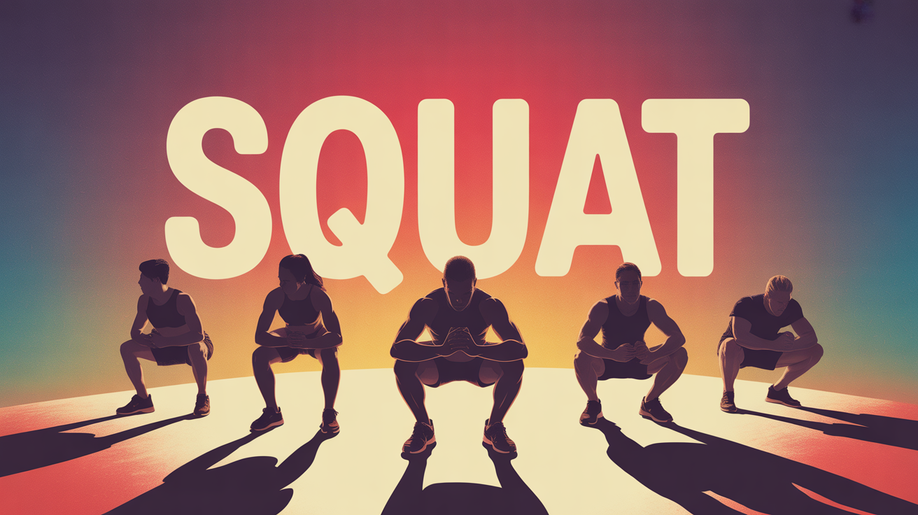 Illustration squat silhouettes force progression