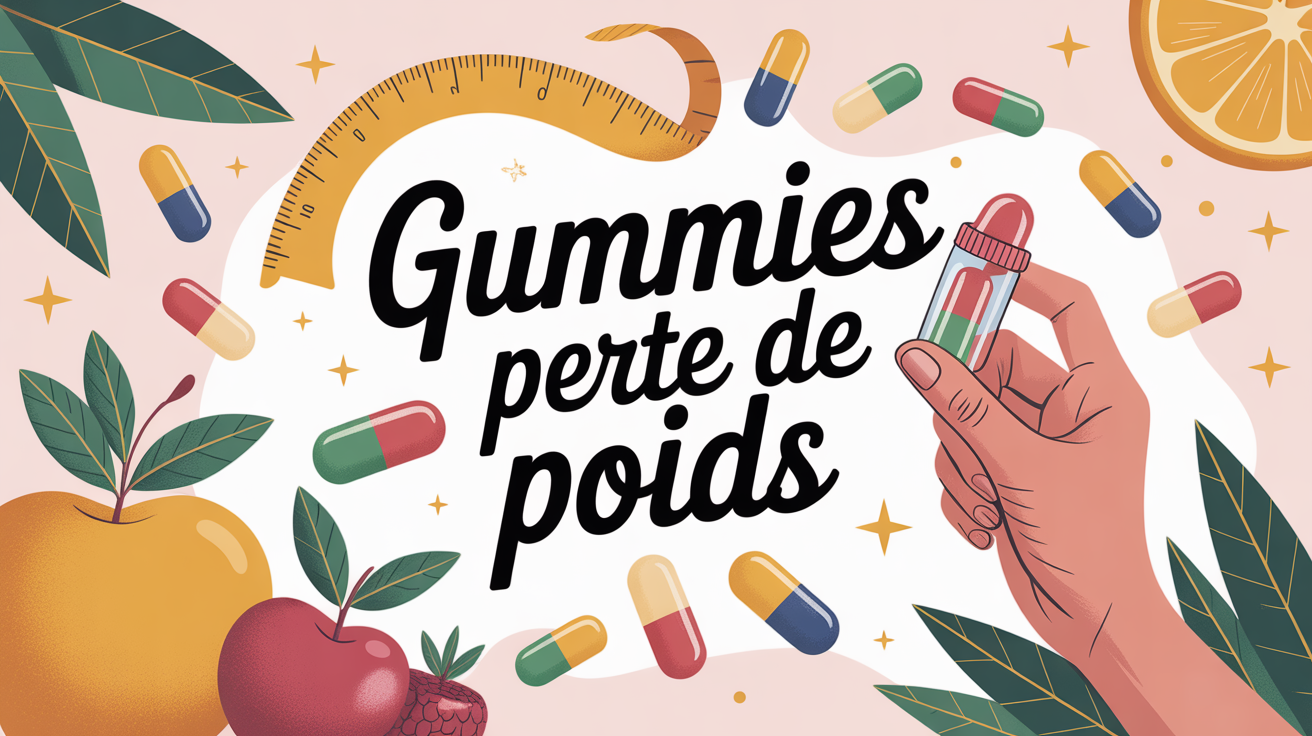 main féminine tenant gummies perte de poids fond pastel