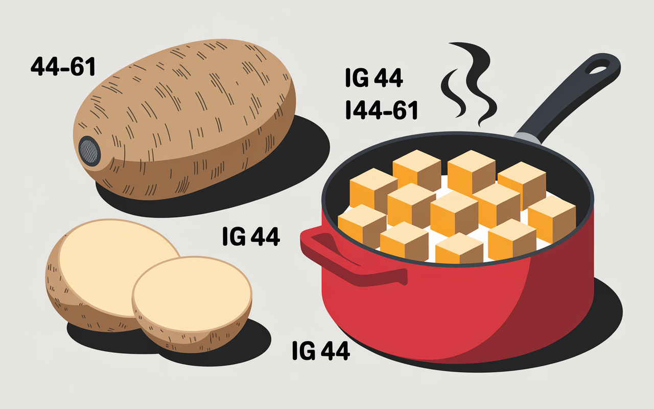 patate douce entière et cubes vapeur avec IG 44-61