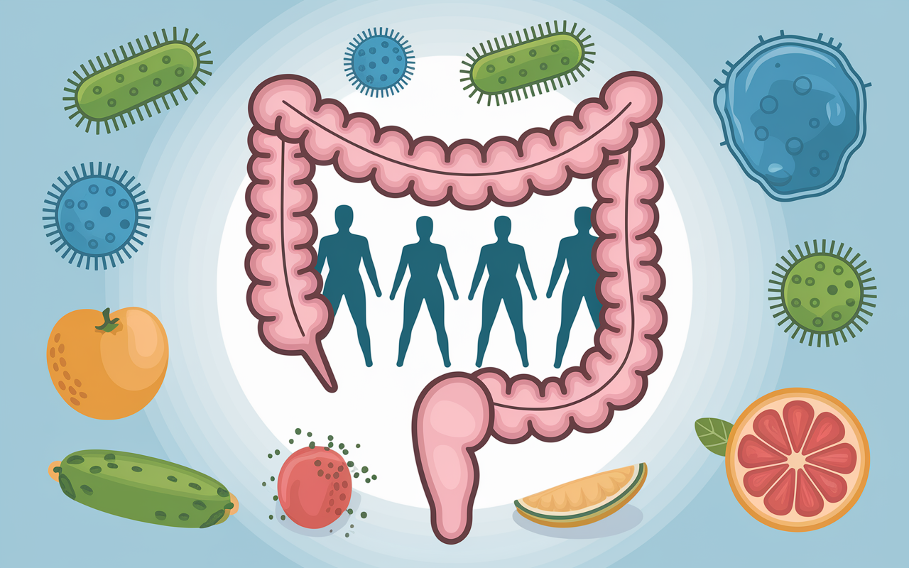 intestin coupe, personnes meter tour taille microbiote