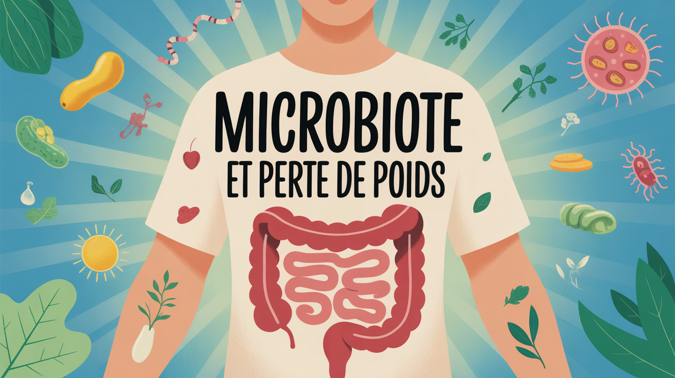illustration microbiote et perte de poids intestins aliments sains