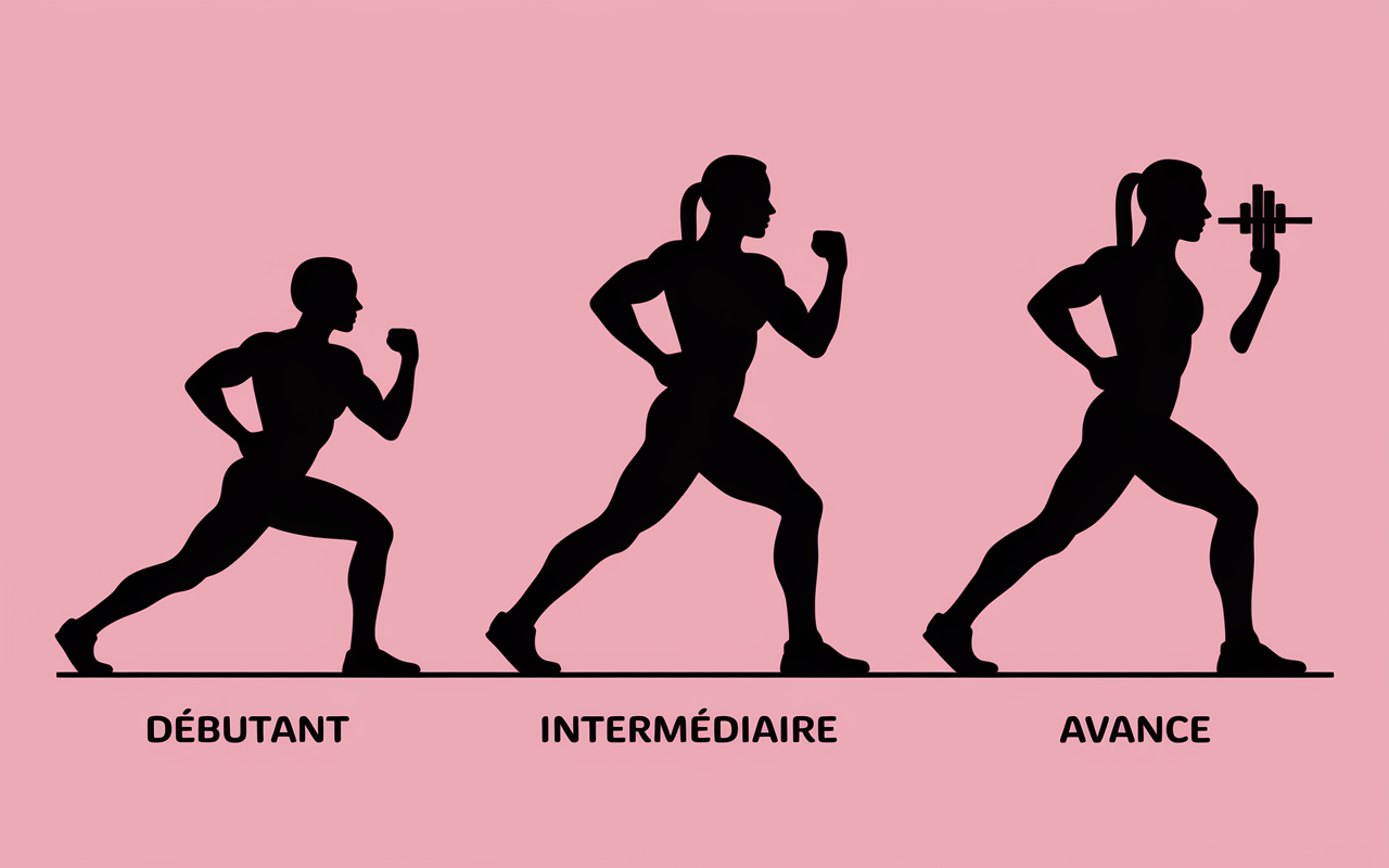 Chronologie progression musculation 4 fois par semaine, silhouettes évolutives