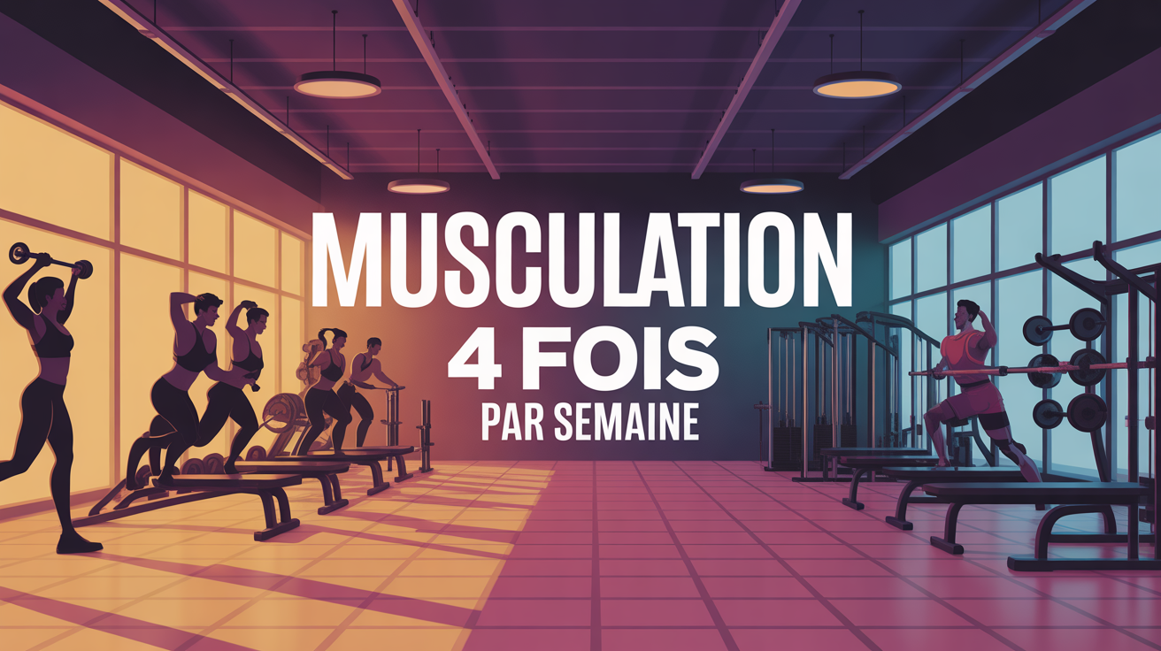 Salle musculation moderne, sportifs haltères, ambiance énergique