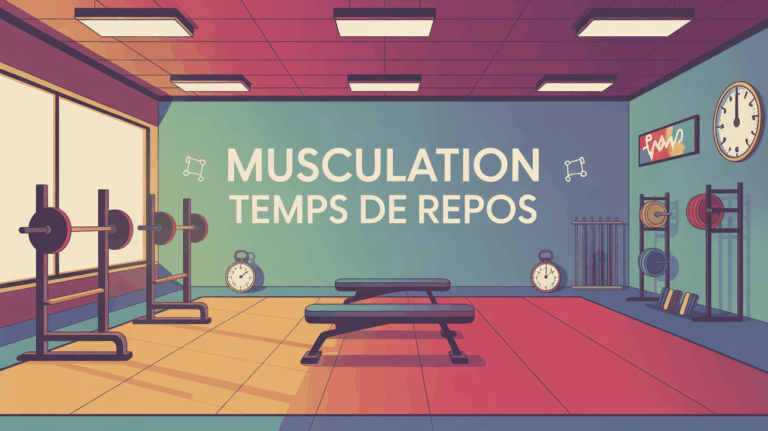 musculation temps de repos silhouettes haltères stopwatch