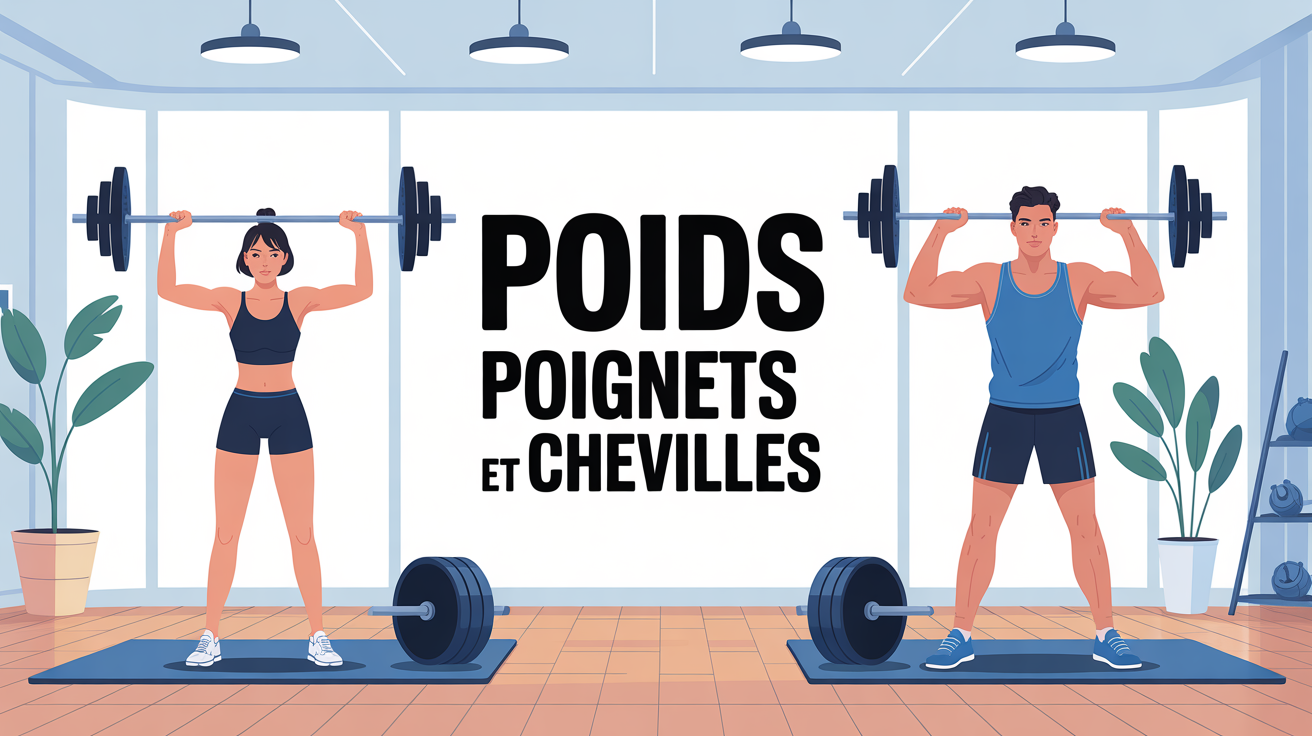 Femme et homme sport avec poids poignets et chevilles dans salon moderne