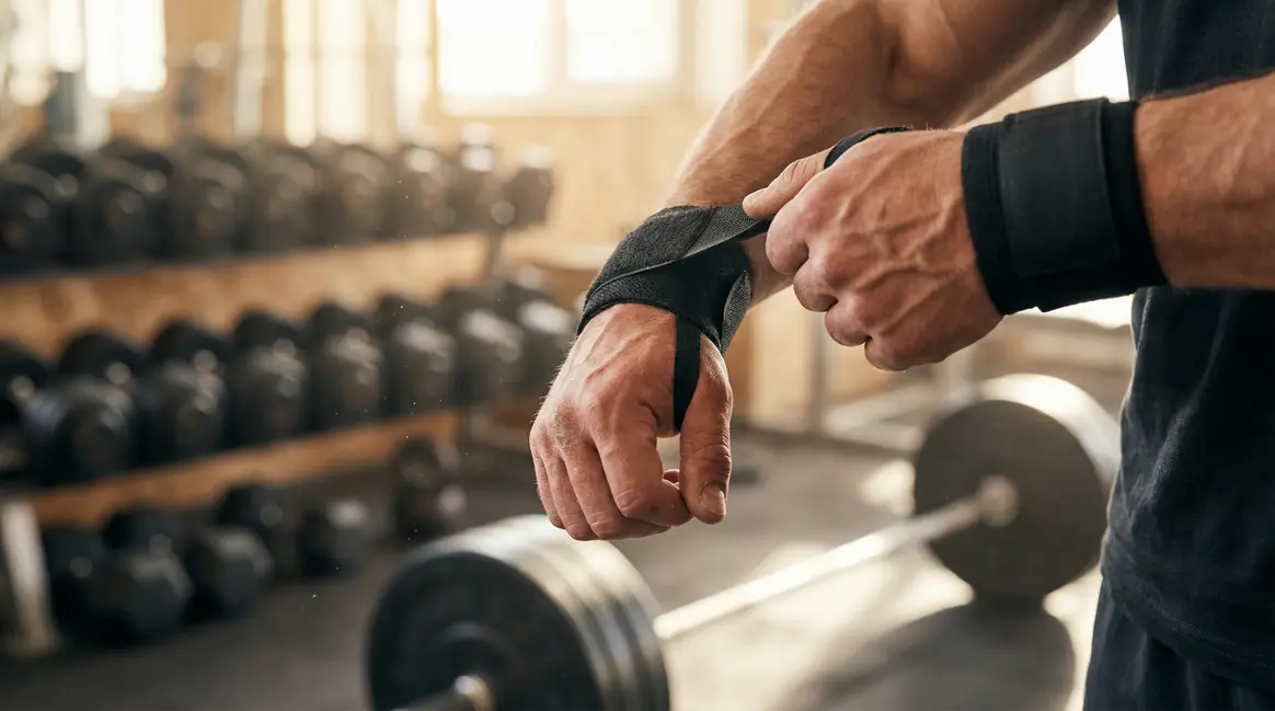 main ajustant bande protege poignets musculation