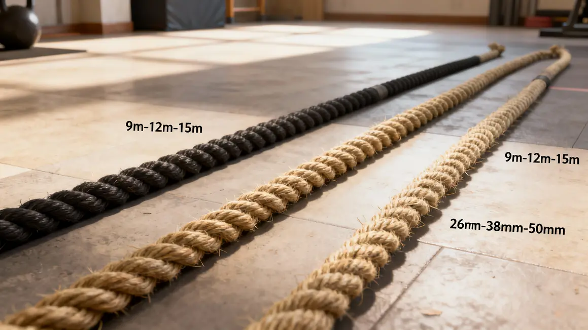 Comparatif battle rope longueurs diametres nylon chanvre