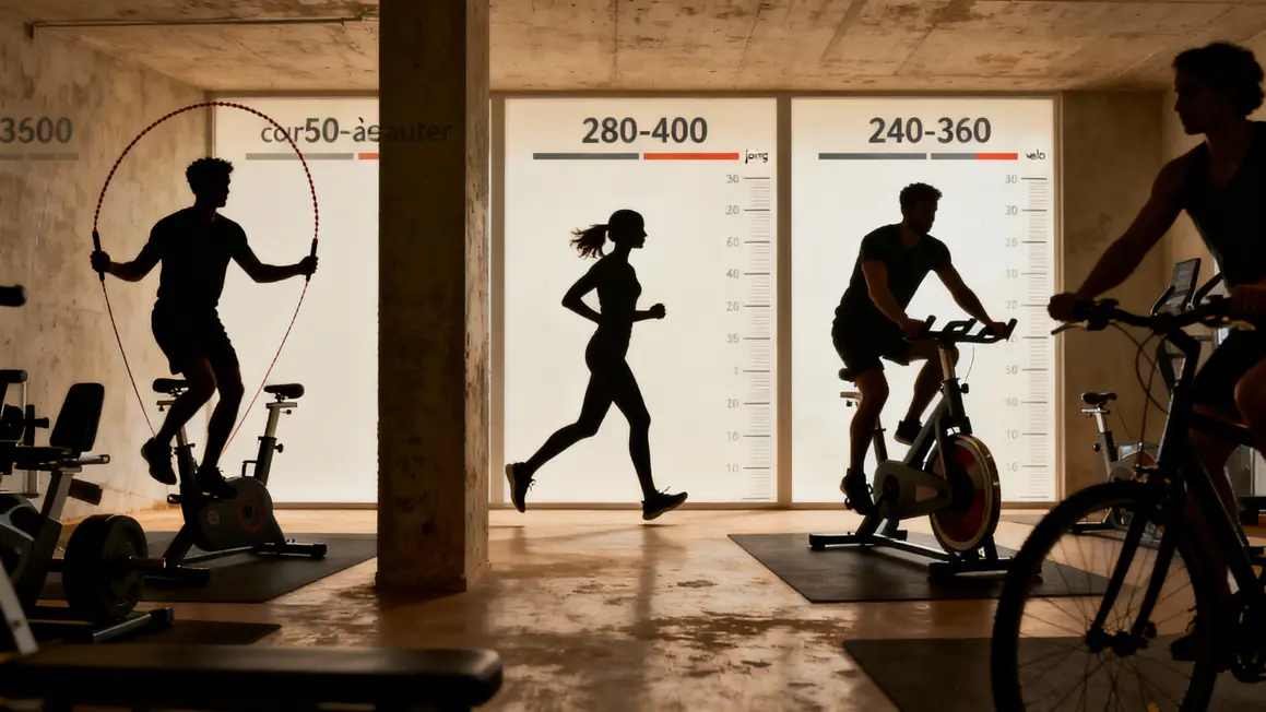Tableau calories corde à sauter jogging vélo