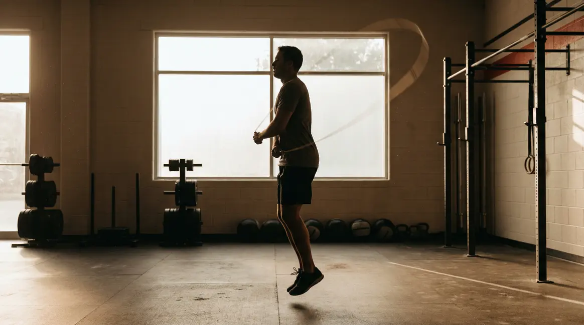 personne silhouette double under corde à sauter salle sport