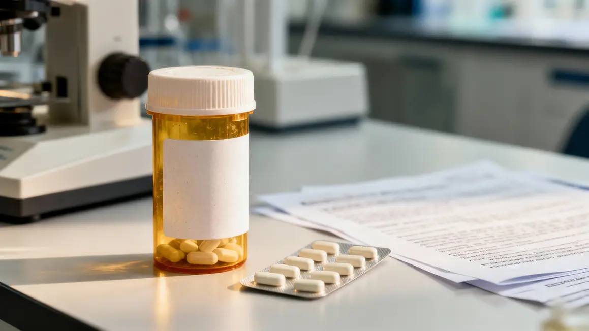 Tablette de pilules Turinabol sur fond de laboratoire