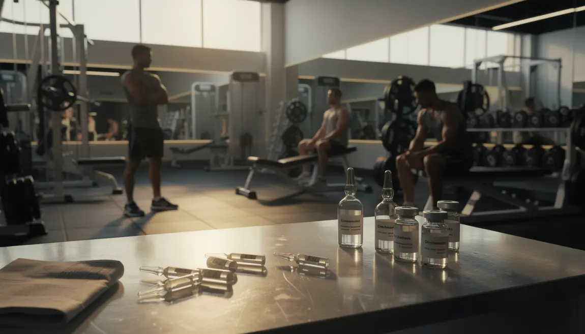 silhouettes sportifs salle musculation et stéroïdes