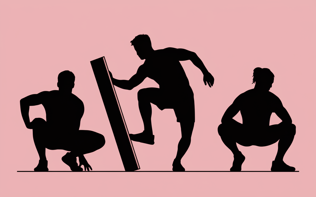 Personnage planche squat fente renforcement musculaire course a pied