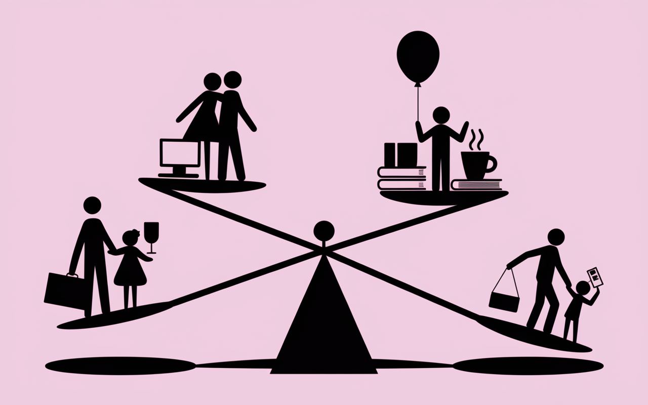 équilibre de vie illustrations balance travail famille loisirs