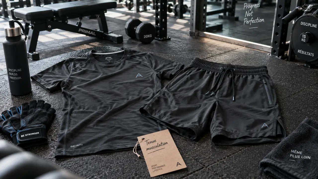 Vetement musculation pour homme : t-shirt technique et short de musculation