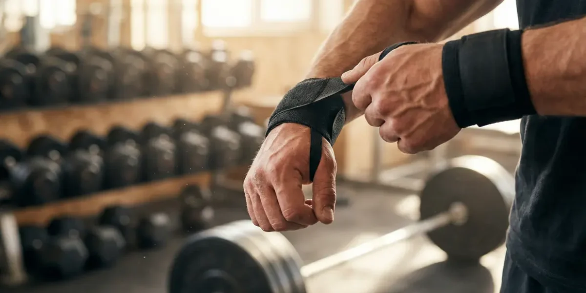 main ajustant bande protege poignets musculation