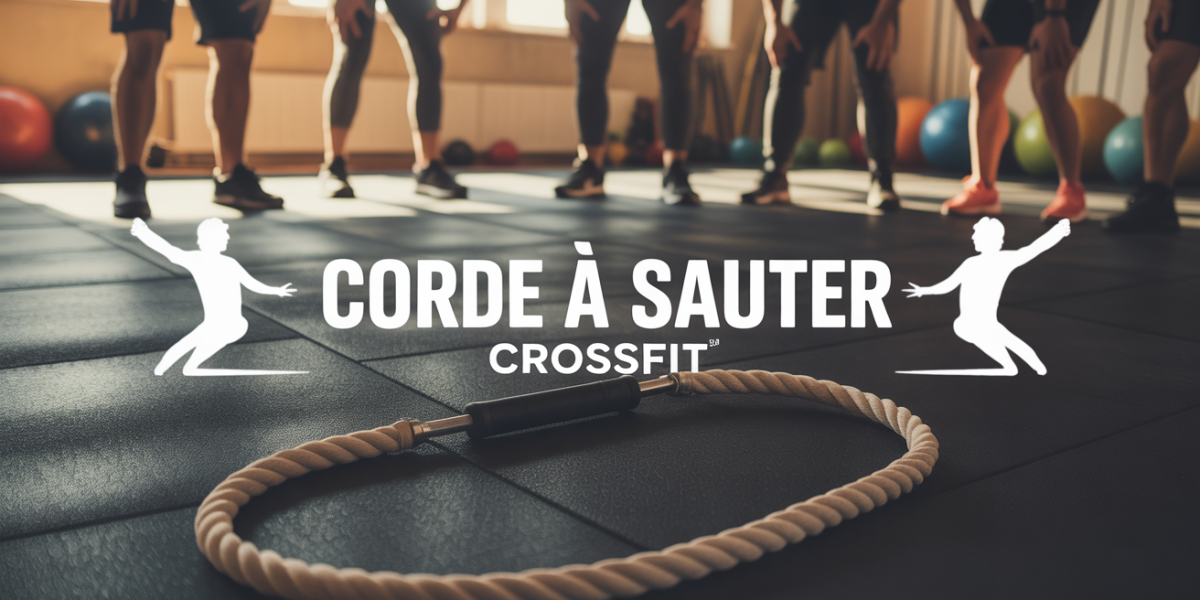 Corde a sauter CrossFit au centre d’un tapis de gym