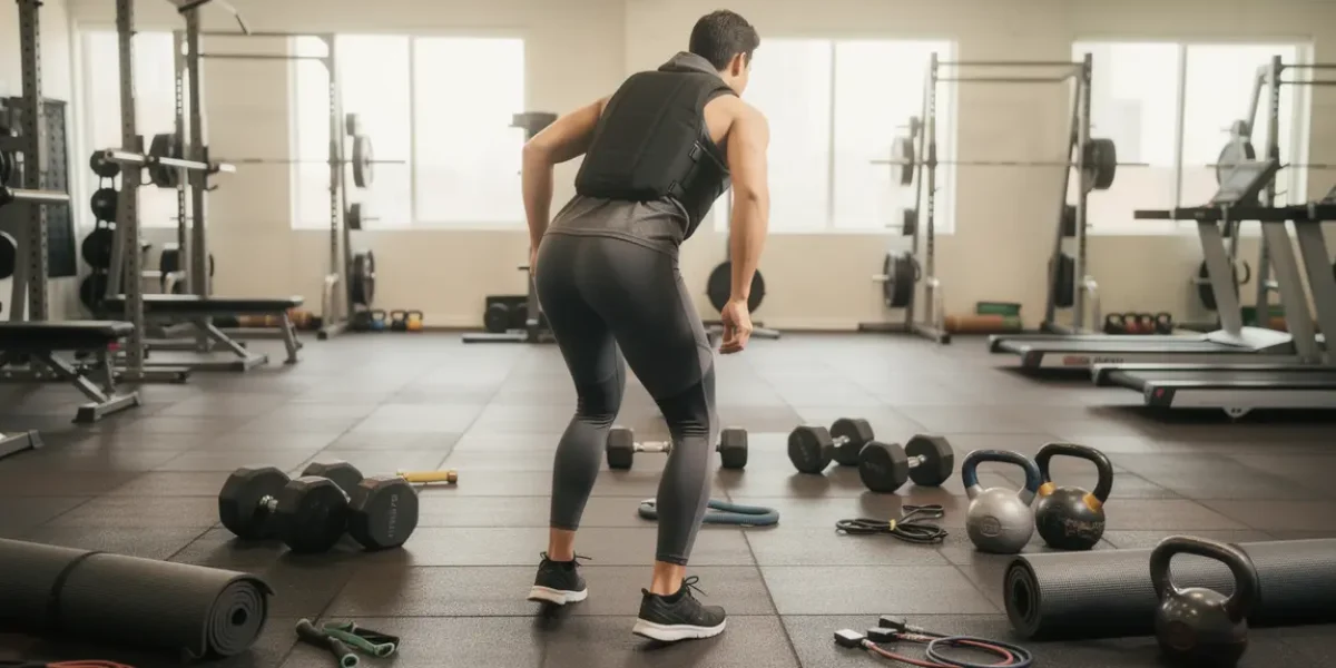 personne gilet lesté salle sport musculation