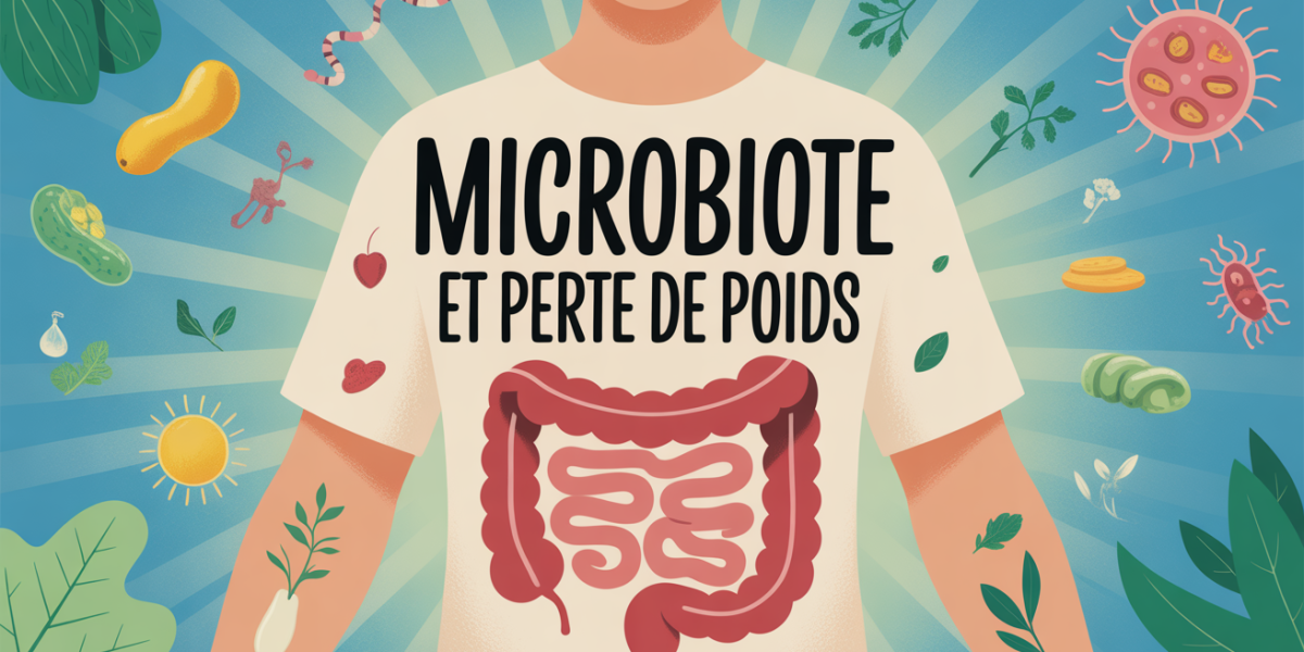 illustration microbiote et perte de poids intestins aliments sains