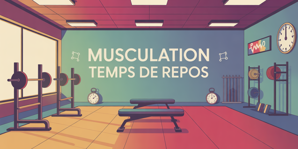 musculation temps de repos silhouettes haltères stopwatch