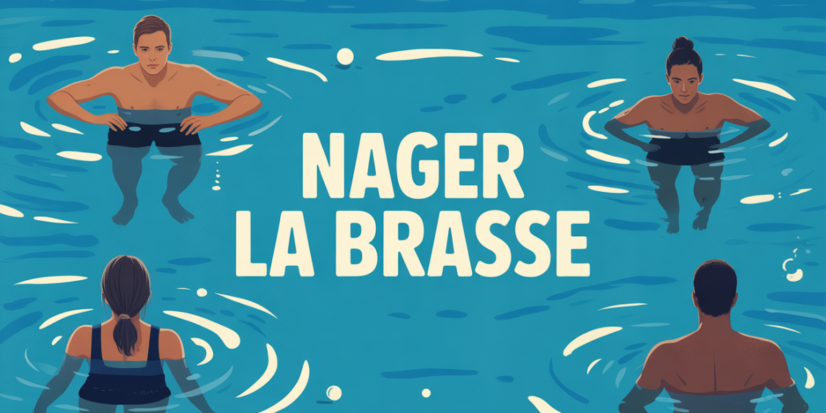 Visuel calme adultes nageant la brasse, schémas mouvements