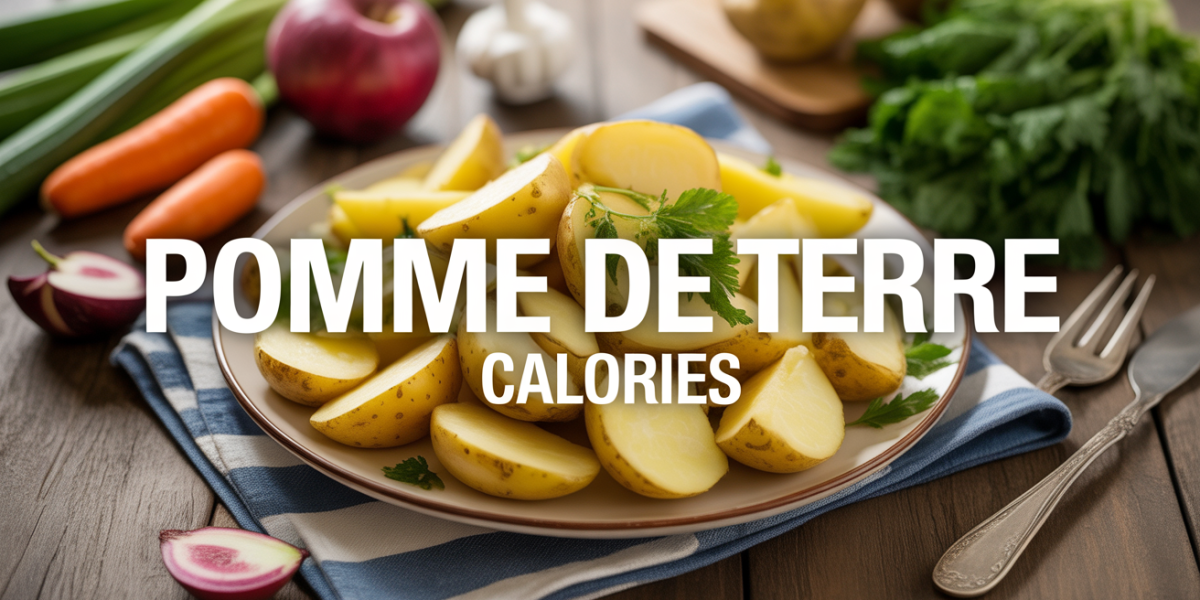 assiette de pommes de terre vapeur avec légumes et titre calories