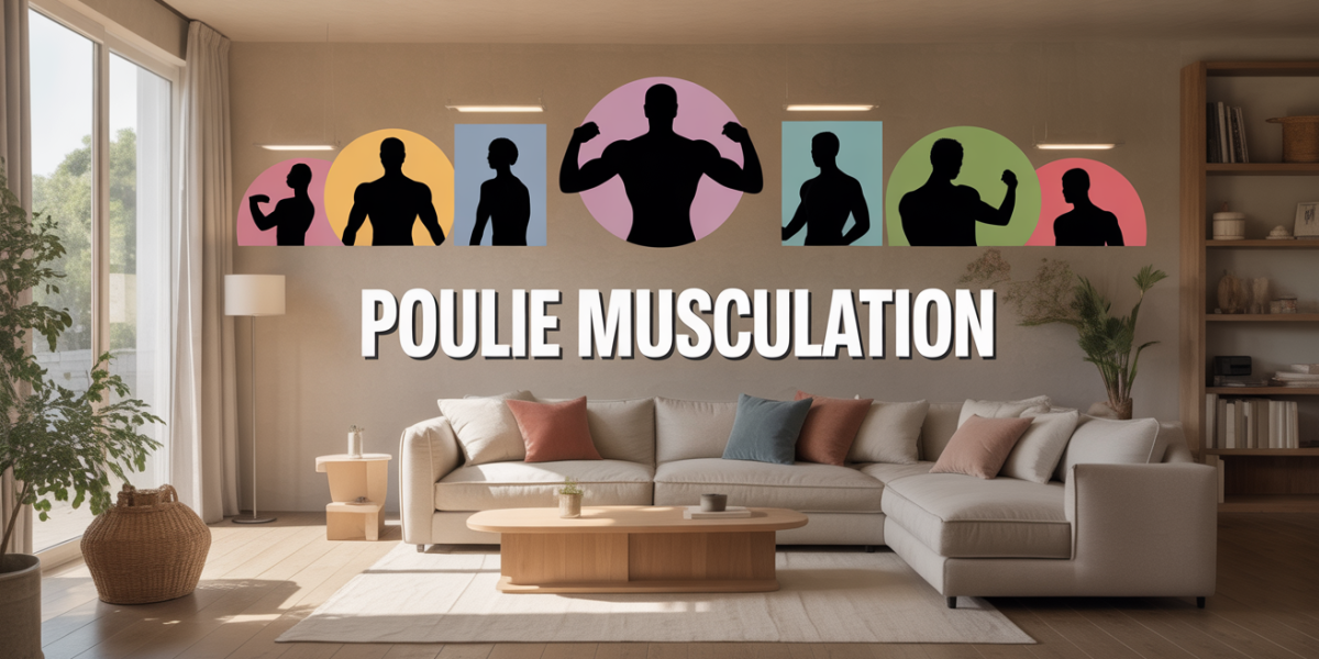 Poulie musculation compacte dans salon moderne, exercices variés
