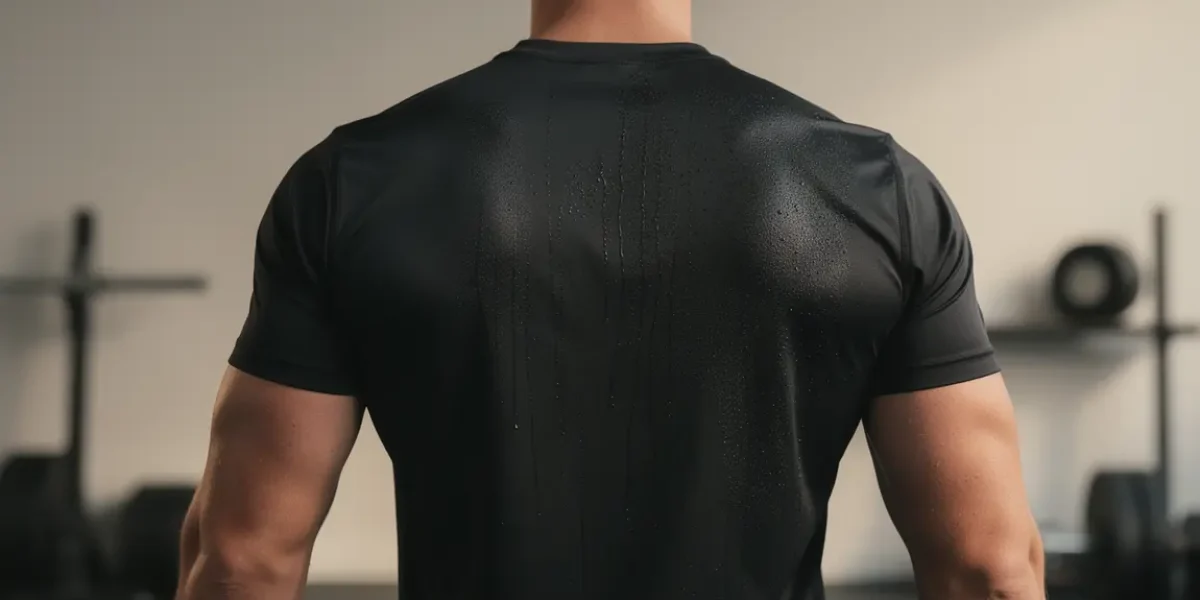 Silhouette athletique en t-shirt de sudation noir avec sueur