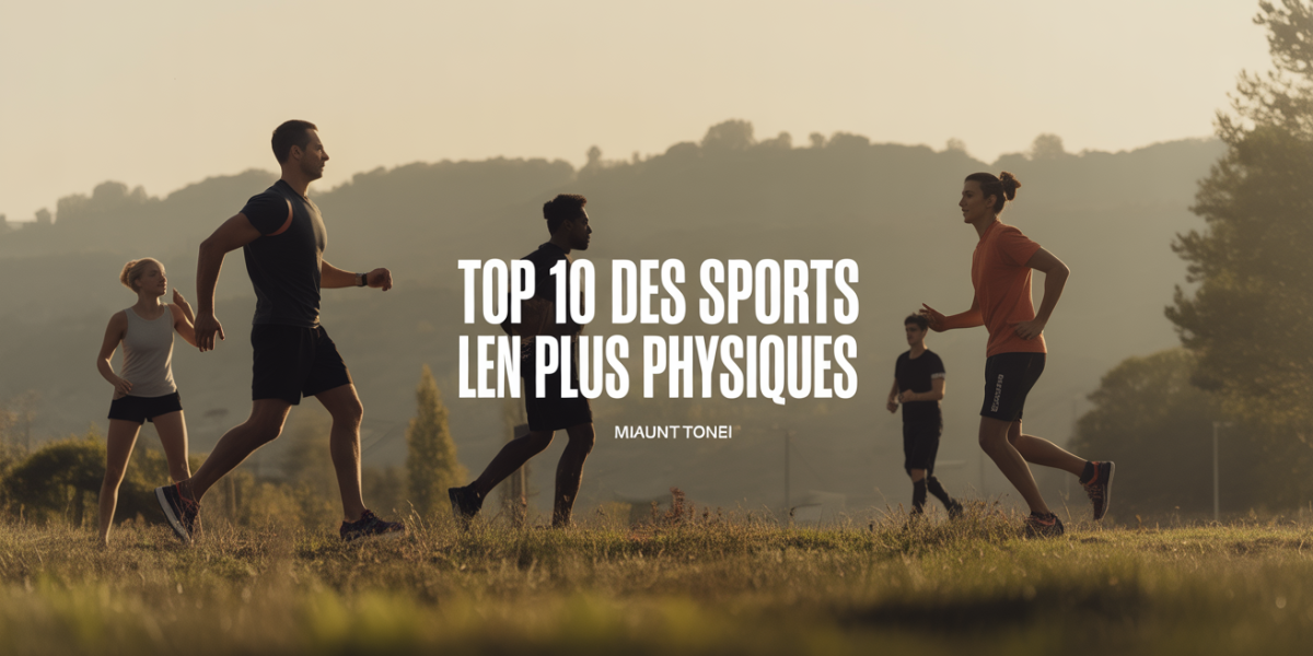 Vue dynamique multisport, silhouettes en action, titre top 10 des sports les plus physiques