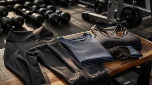 Vetement musculation : legging gainant et t-shirt dry-fit en salle